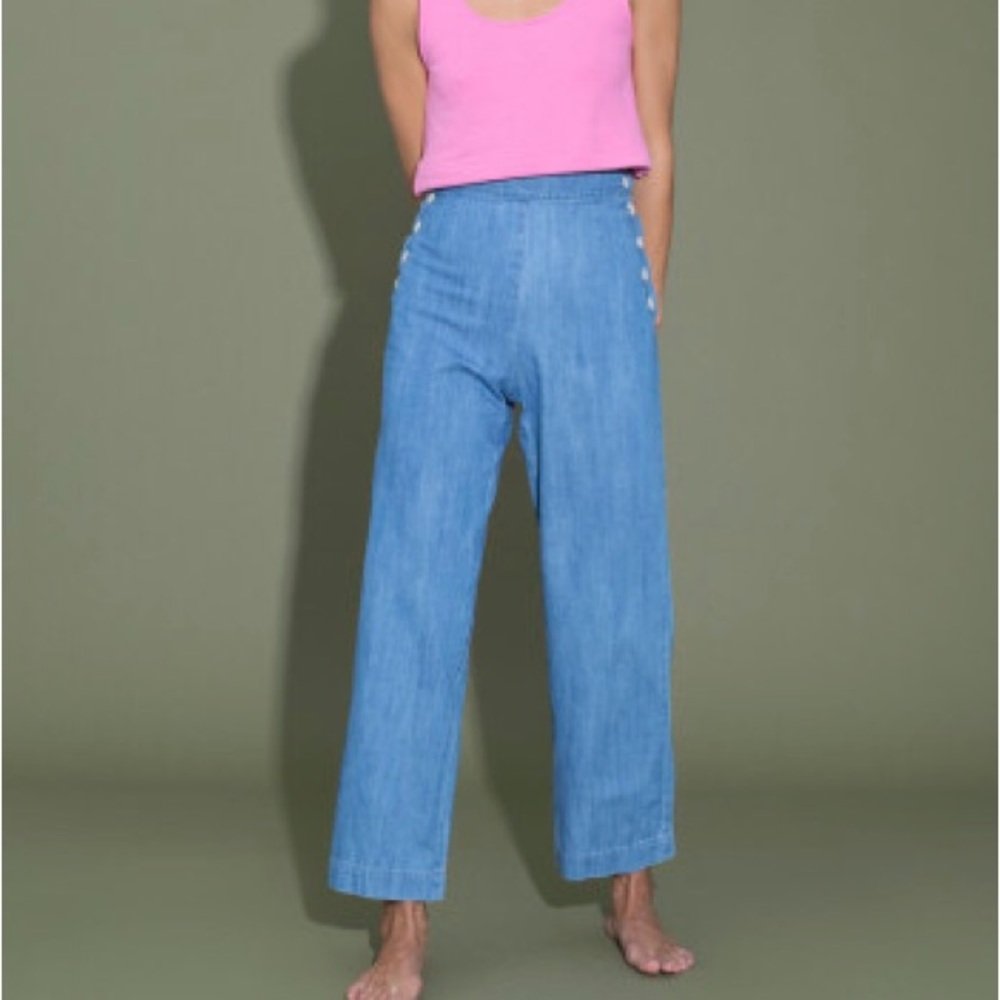 SOLD - Ilana Kohn Lindy Pants in Faded Denim - Picture 1 of 4